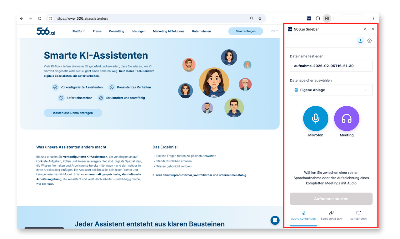 506.ai Sidebar – Neues Feature Februar 2026