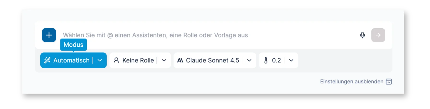 Chatbar mit Automatischem Modus ausgewählt