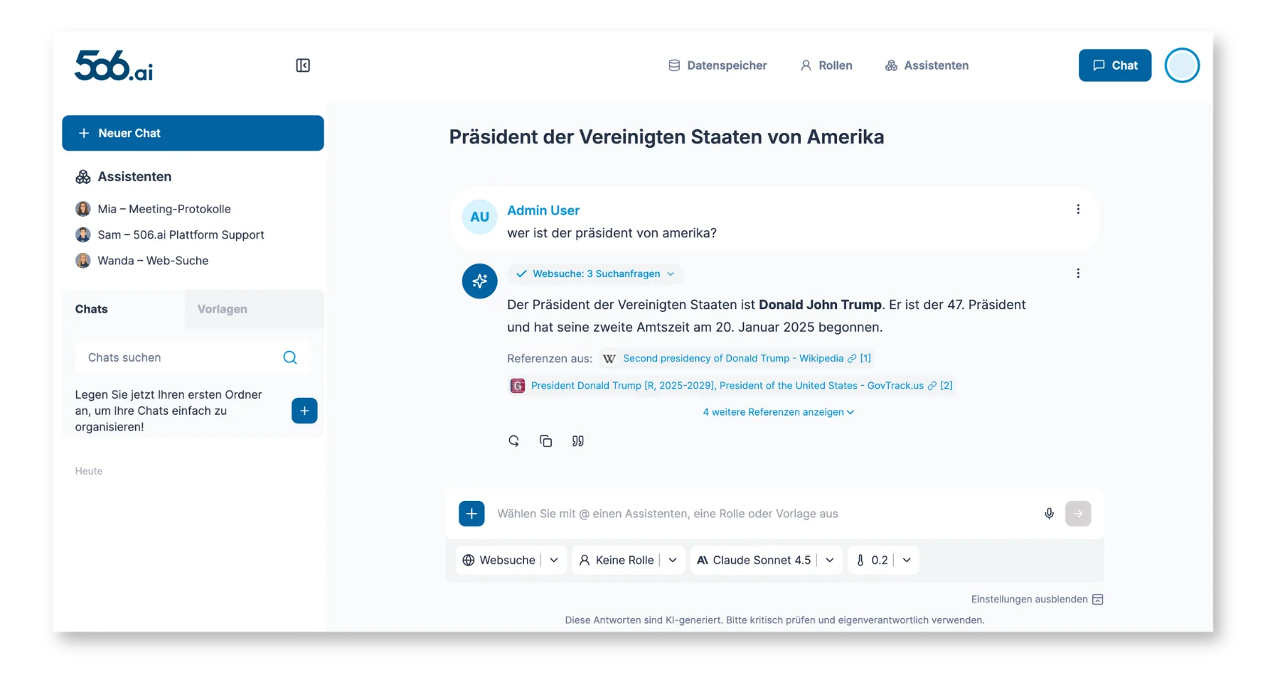 Websuche Quellenverweise — Ansicht 3