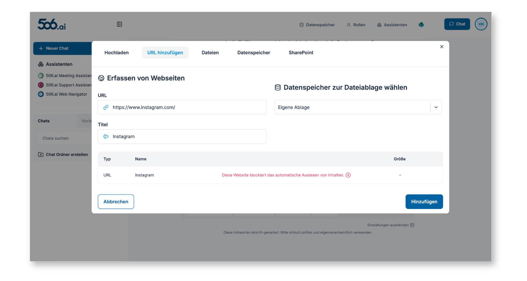 Limitation beim URL-Upload