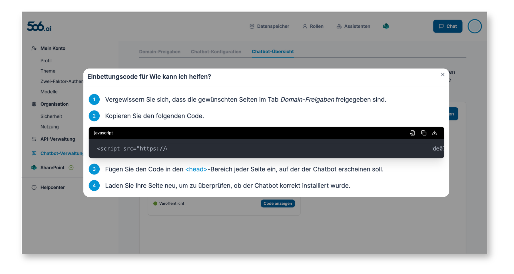 Einbettungscode anzeigen