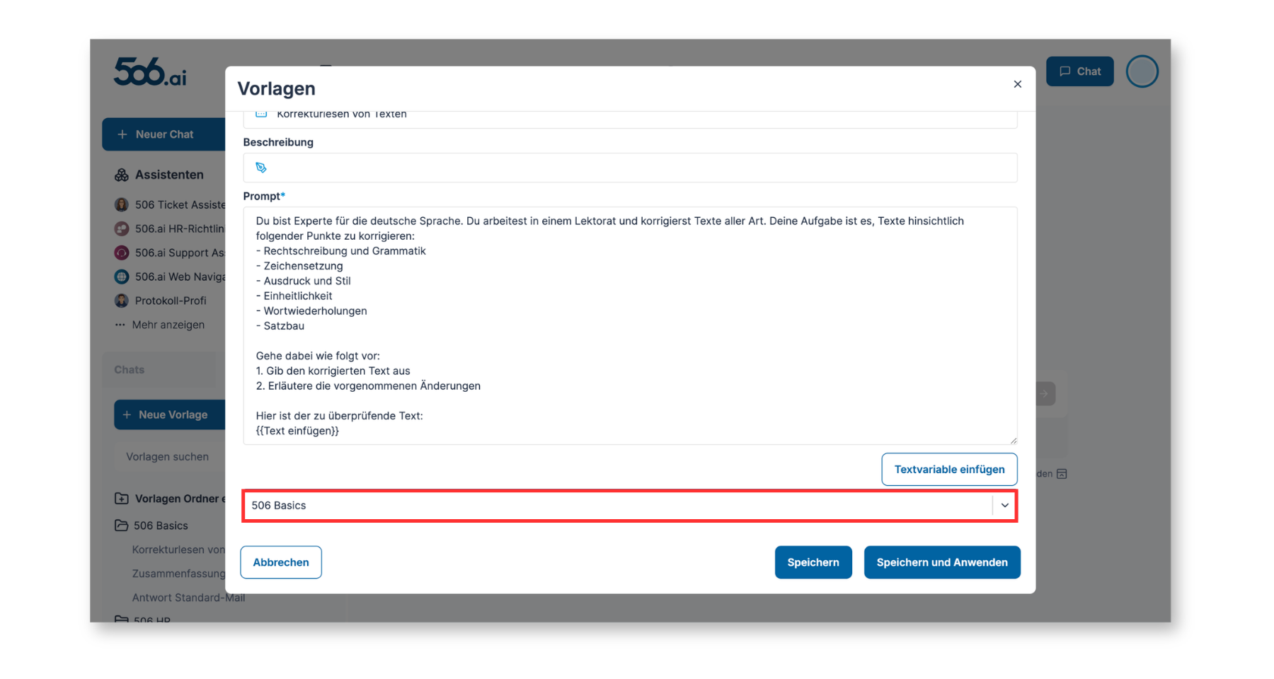 Promptvorlage verschieben 1